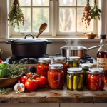 How to Make Your Own Condiments, Sauces and Seasonings at Home Rustic farmhouse kitchen counter with fresh ingredients for homemade condiments, glass jars, fresh h